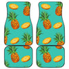 Pastel Turquoise Pineapple Pattern Print Front and Back Car Floor Mats