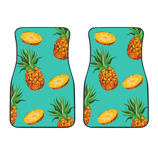 Pastel Turquoise Pineapple Pattern Print Front Car Floor Mats