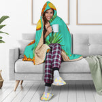 Pastel Turquoise Pineapple Pattern Print Hooded Blanket