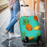 Pastel Turquoise Pineapple Pattern Print Luggage Cover GearFrost