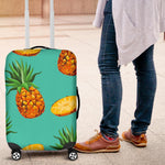 Pastel Turquoise Pineapple Pattern Print Luggage Cover GearFrost