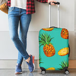 Pastel Turquoise Pineapple Pattern Print Luggage Cover GearFrost