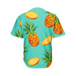 Pastel Turquoise Pineapple Pattern Print Men's Baseball Jersey