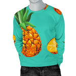 Pastel Turquoise Pineapple Pattern Print Men's Crewneck Sweatshirt GearFrost