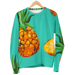 Pastel Turquoise Pineapple Pattern Print Men's Crewneck Sweatshirt GearFrost
