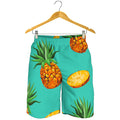 Pastel Turquoise Pineapple Pattern Print Men's Shorts