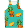 Pastel Turquoise Pineapple Pattern Print Men's Tank Top