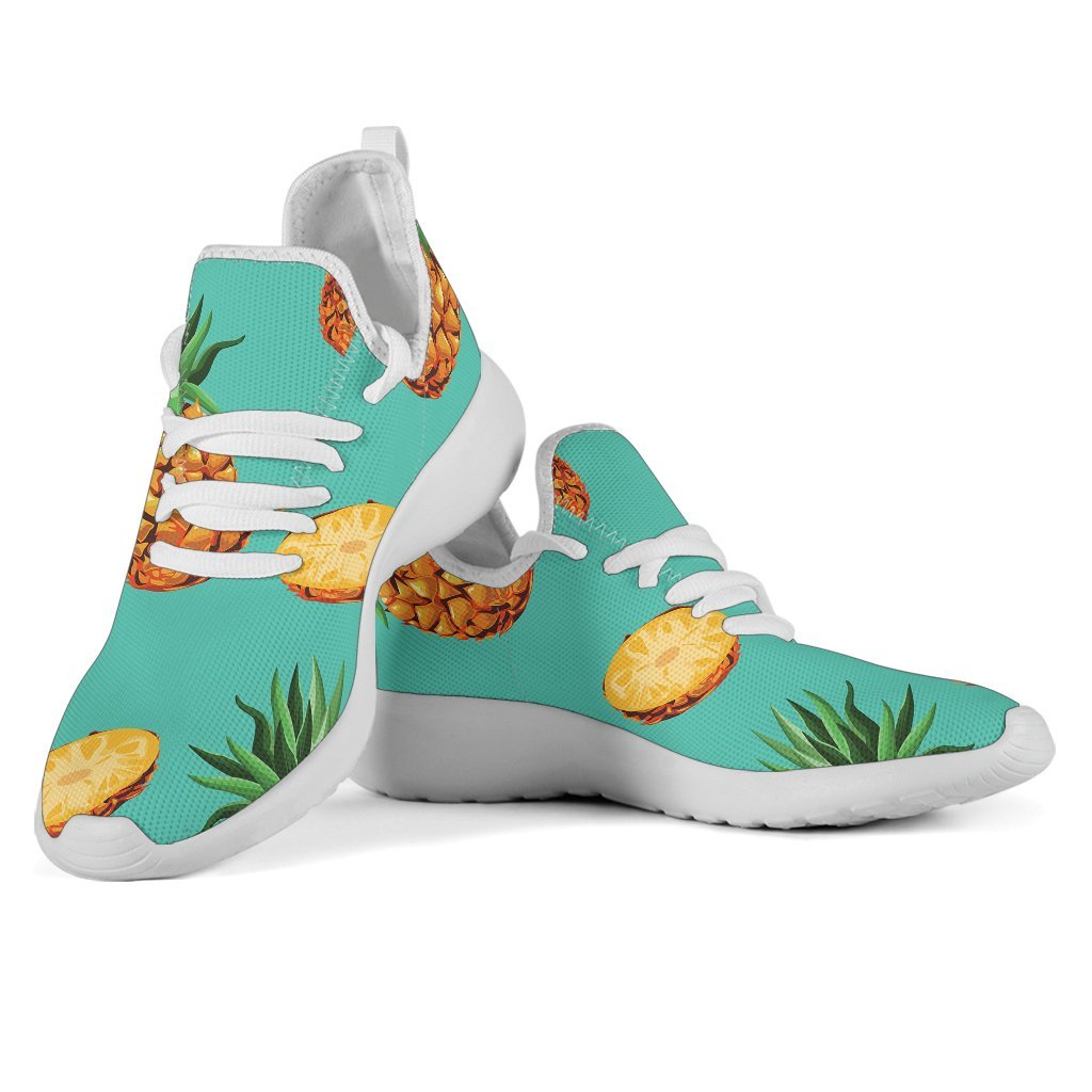 Pastel Turquoise Pineapple Pattern Print Mesh Knit Shoes GearFrost