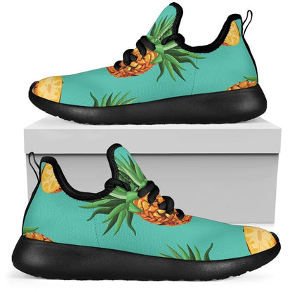 Pastel Turquoise Pineapple Pattern Print Mesh Knit Shoes GearFrost