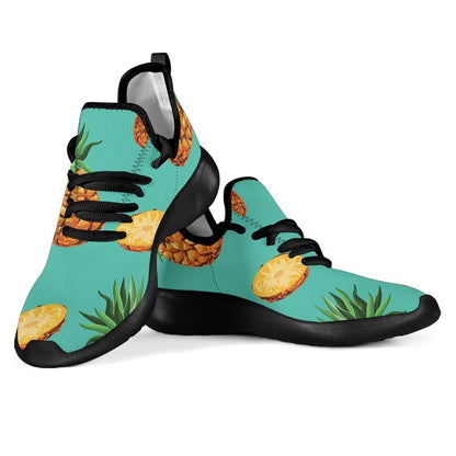 Pastel Turquoise Pineapple Pattern Print Mesh Knit Shoes GearFrost