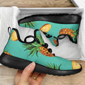 Pastel Turquoise Pineapple Pattern Print Mesh Knit Shoes