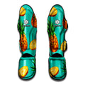 Pastel Turquoise Pineapple Pattern Print Muay Thai Shin Guards