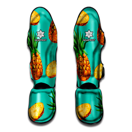Pastel Turquoise Pineapple Pattern Print Muay Thai Shin Guard