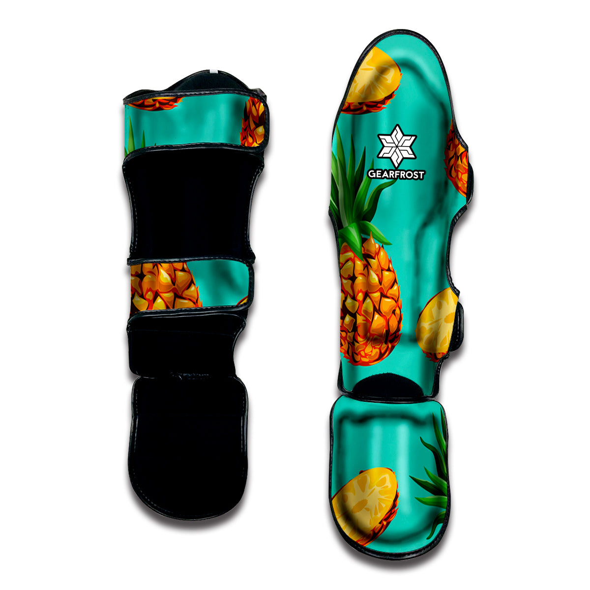 Pastel Turquoise Pineapple Pattern Print Muay Thai Shin Guard