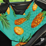 Pastel Turquoise Pineapple Pattern Print Pet Car Back Seat Cover
