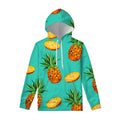 Pastel Turquoise Pineapple Pattern Print Pullover Hoodie