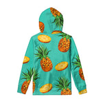 Pastel Turquoise Pineapple Pattern Print Pullover Hoodie