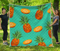 Pastel Turquoise Pineapple Pattern Print Quilt