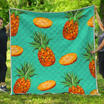 Pastel Turquoise Pineapple Pattern Print Quilt