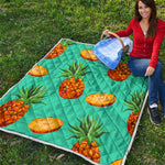 Pastel Turquoise Pineapple Pattern Print Quilt