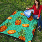 Pastel Turquoise Pineapple Pattern Print Quilt