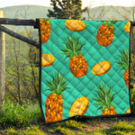 Pastel Turquoise Pineapple Pattern Print Quilt