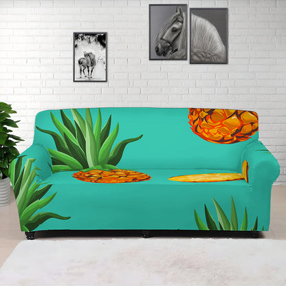 Pastel Turquoise Pineapple Pattern Print Sofa Cover