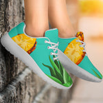 Pastel Turquoise Pineapple Pattern Print Sport Shoes GearFrost