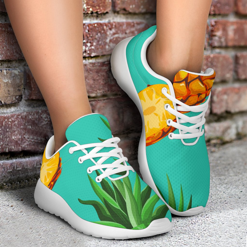 Pastel Turquoise Pineapple Pattern Print Sport Shoes GearFrost