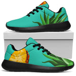 Pastel Turquoise Pineapple Pattern Print Sport Shoes GearFrost