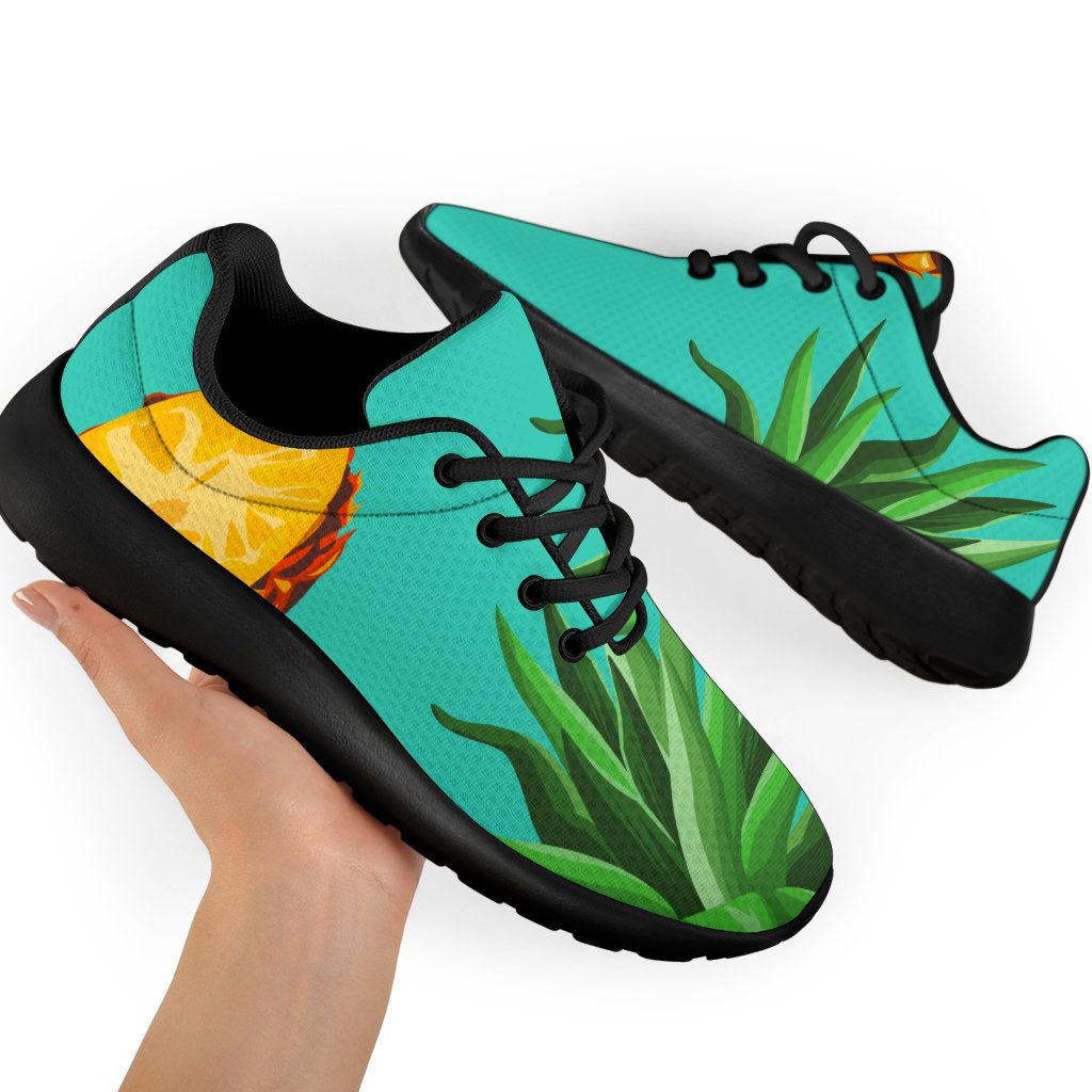 Pastel Turquoise Pineapple Pattern Print Sport Shoes GearFrost