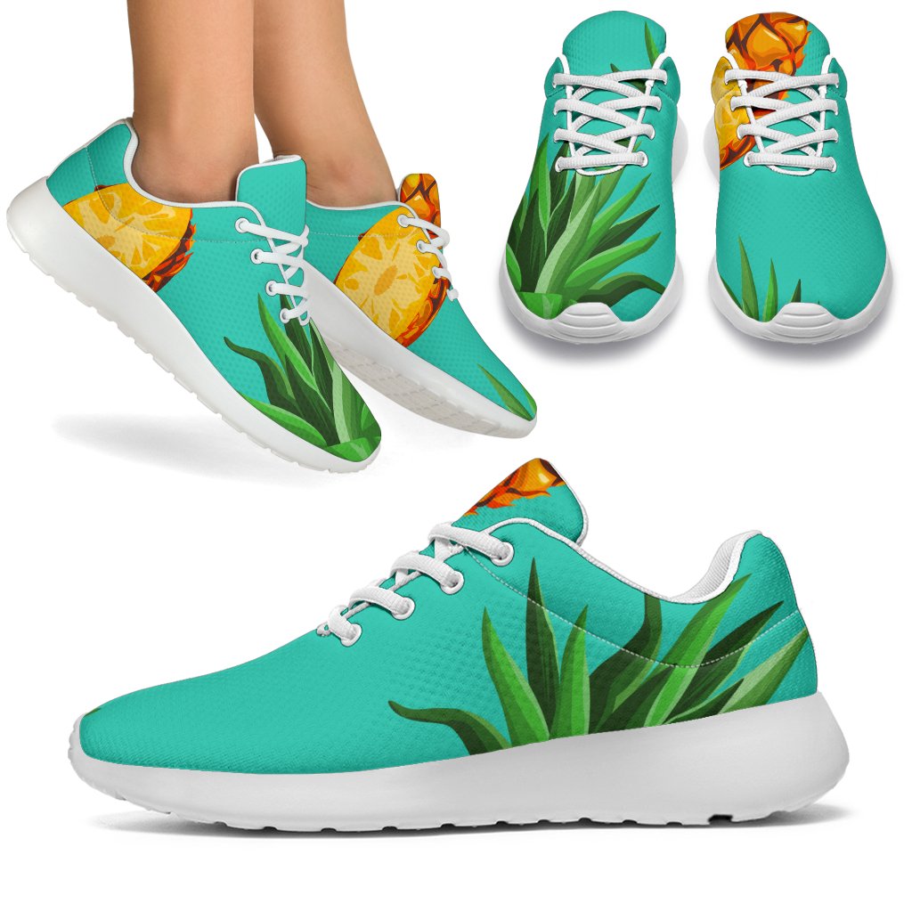 Pastel Turquoise Pineapple Pattern Print Sport Shoes GearFrost