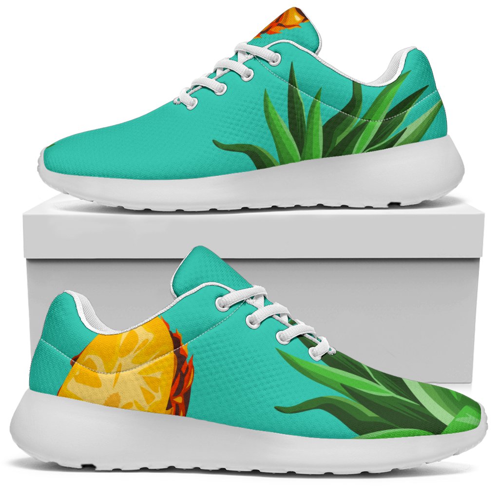 Pastel Turquoise Pineapple Pattern Print Sport Shoes GearFrost