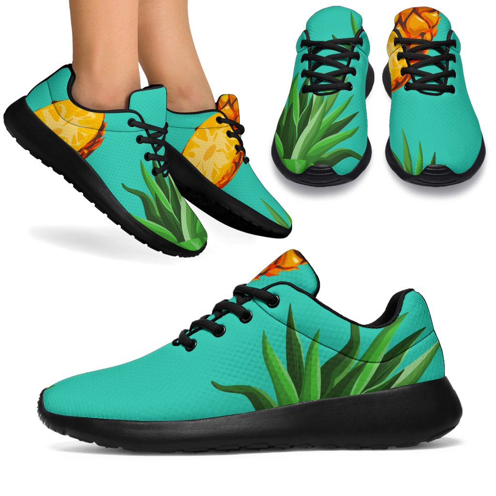 Pastel Turquoise Pineapple Pattern Print Sport Shoes GearFrost