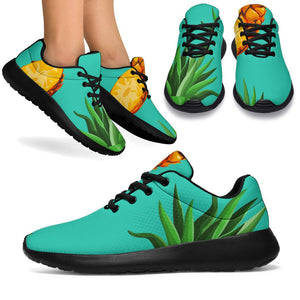 Pastel Turquoise Pineapple Pattern Print Sport Shoes GearFrost