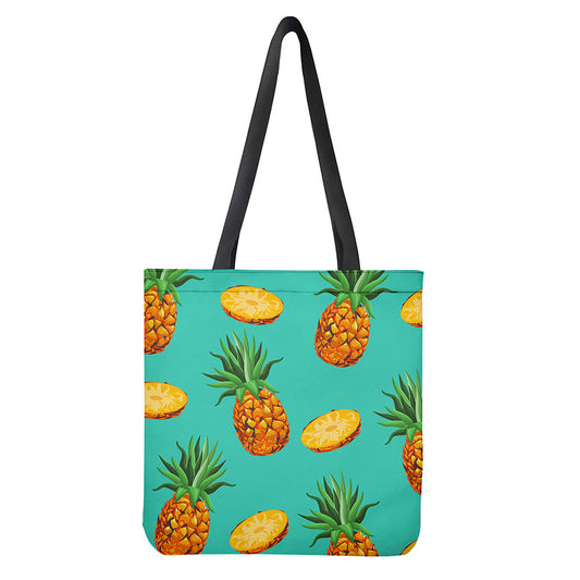 Pastel Turquoise Pineapple Pattern Print Tote Bag