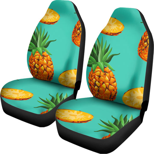 Pastel Turquoise Pineapple Pattern Print Universal Fit Car Seat Covers