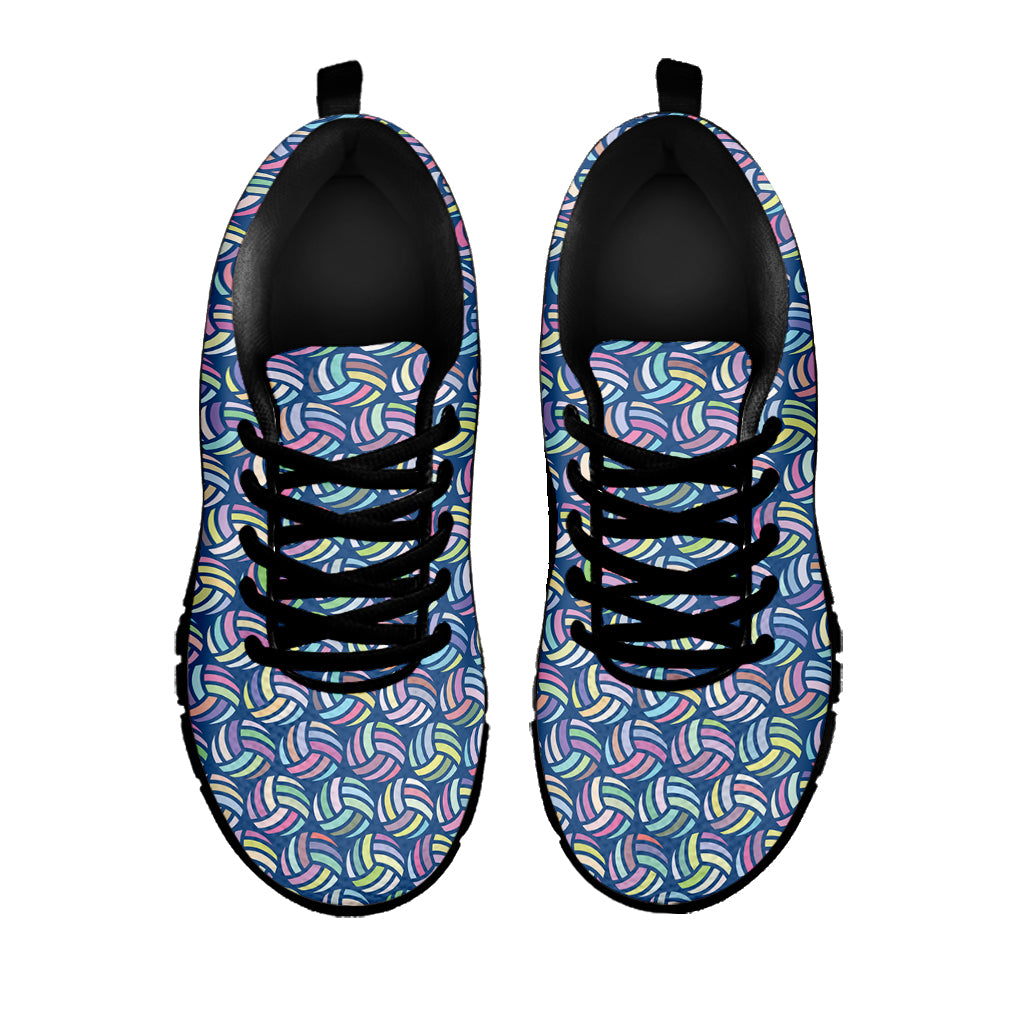Pastel Volleyball Pattern Print Black Sneakers