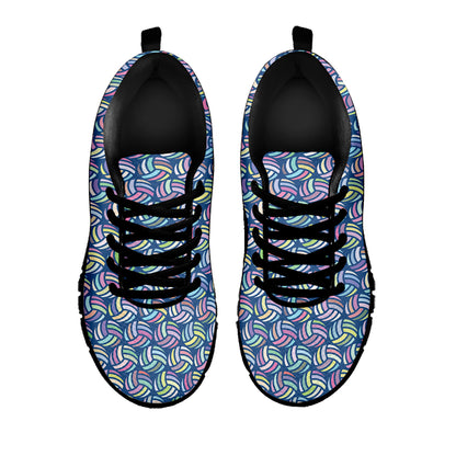 Pastel Volleyball Pattern Print Black Sneakers