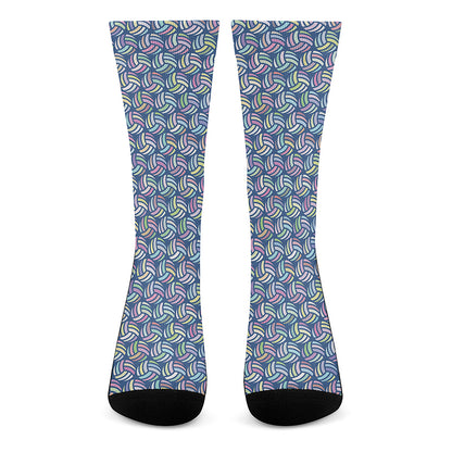 Pastel Volleyball Pattern Print Crew Socks