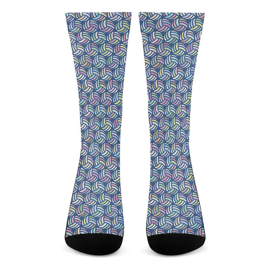Pastel Volleyball Pattern Print Crew Socks