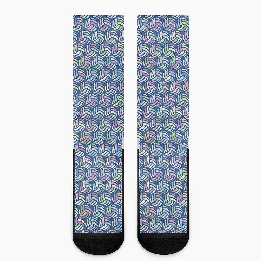 Pastel Volleyball Pattern Print Crew Socks