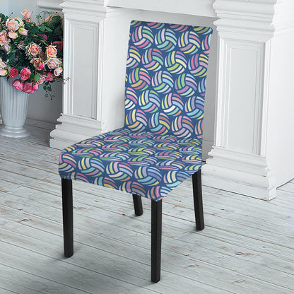 Pastel Volleyball Pattern Print Dining Chair Slipcover