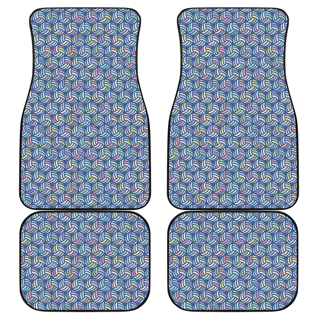 Pastel Volleyball Pattern Print Front and Back Car Floor Mats