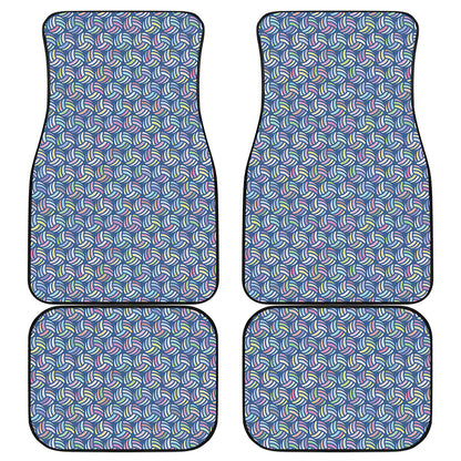 Pastel Volleyball Pattern Print Front and Back Car Floor Mats