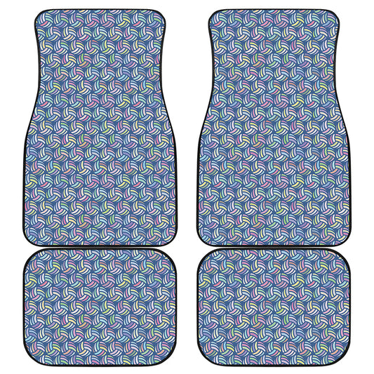 Pastel Volleyball Pattern Print Front and Back Car Floor Mats
