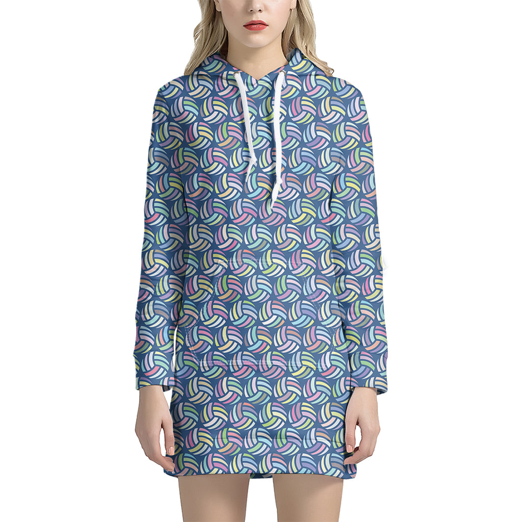 Pastel Volleyball Pattern Print Hoodie Dress