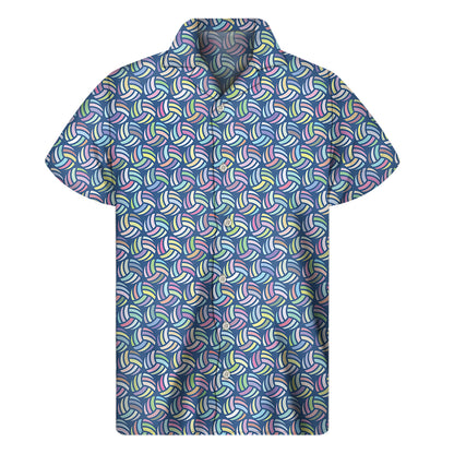 Pastel Volleyball Pattern Print Men's Short Sleeve Shirt