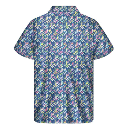 Pastel Volleyball Pattern Print Men's Short Sleeve Shirt