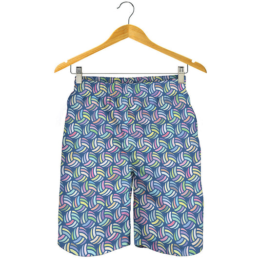 Pastel Volleyball Pattern Print Men's Shorts
